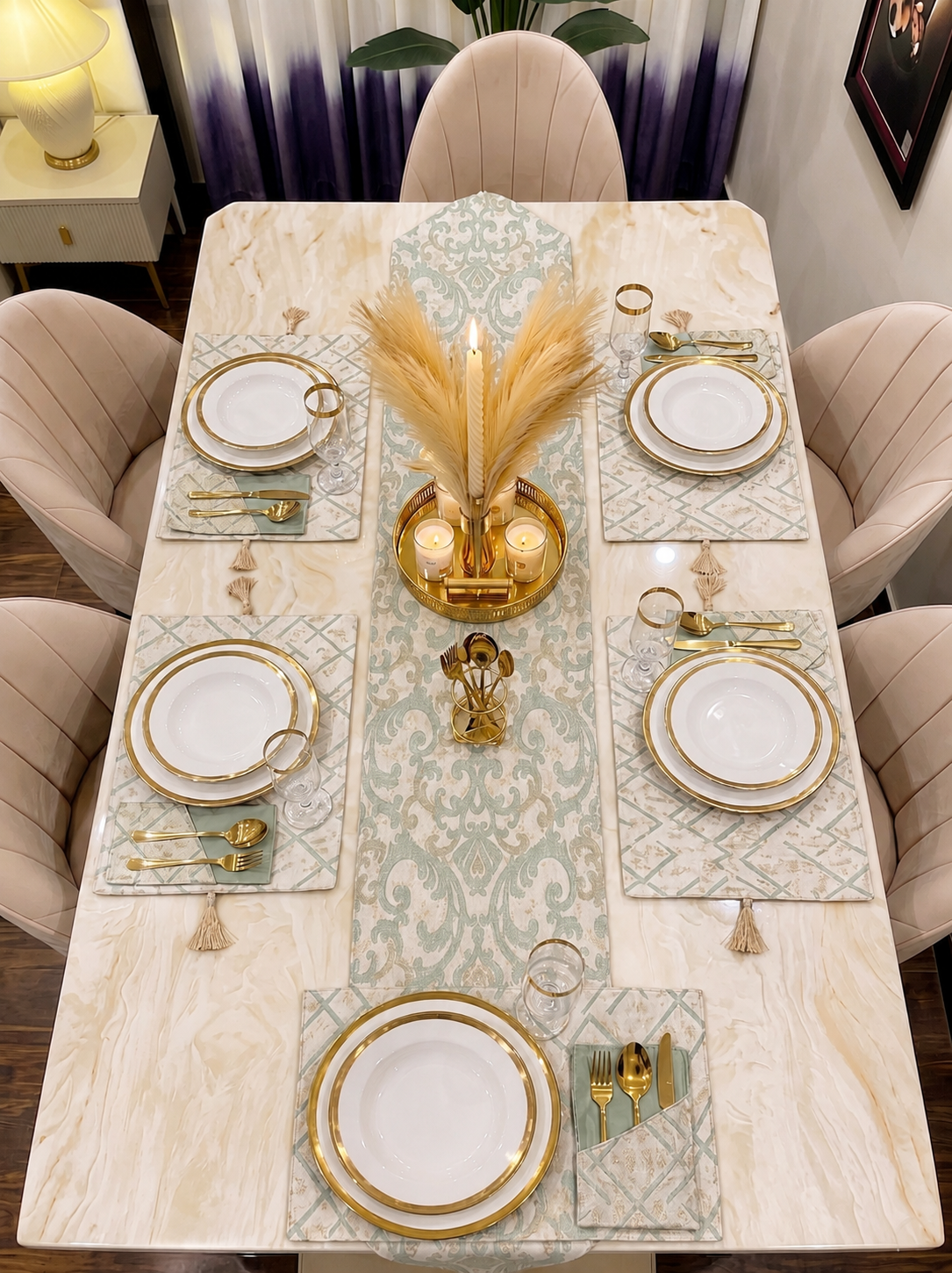Dinning Mat | Sage Gold Art-008