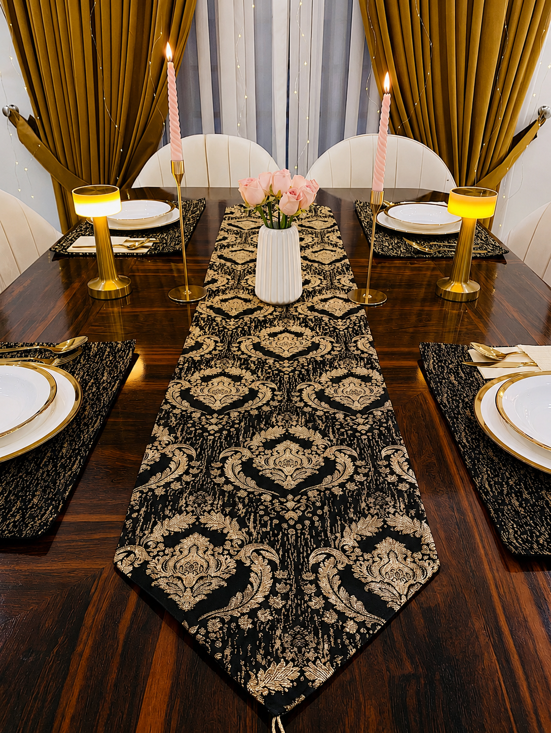 Dining Mat | Black  and Gold  DM-BLK-001