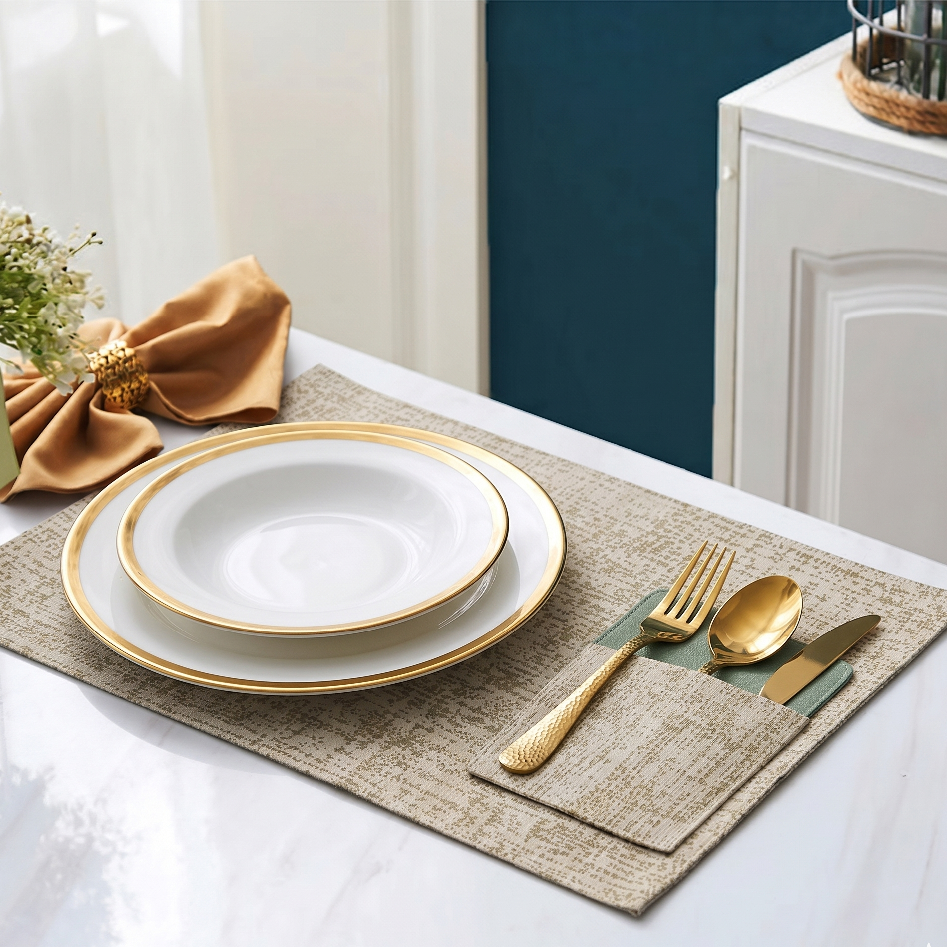Dining Mat|Pearl Turquoise Runner Mat Art TB-006