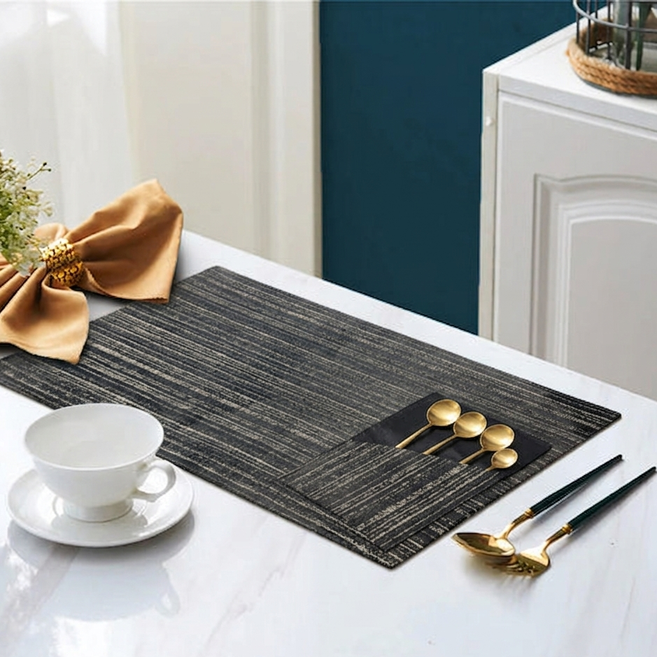 Black Aura Textured Dining Mats Art BG-005