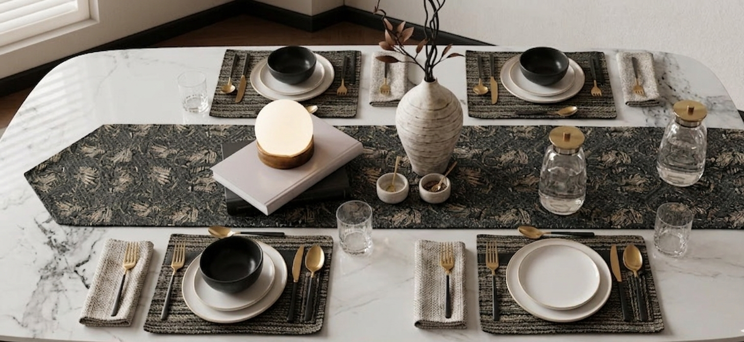 Black Aura Textured Dining Mats Art BG-005