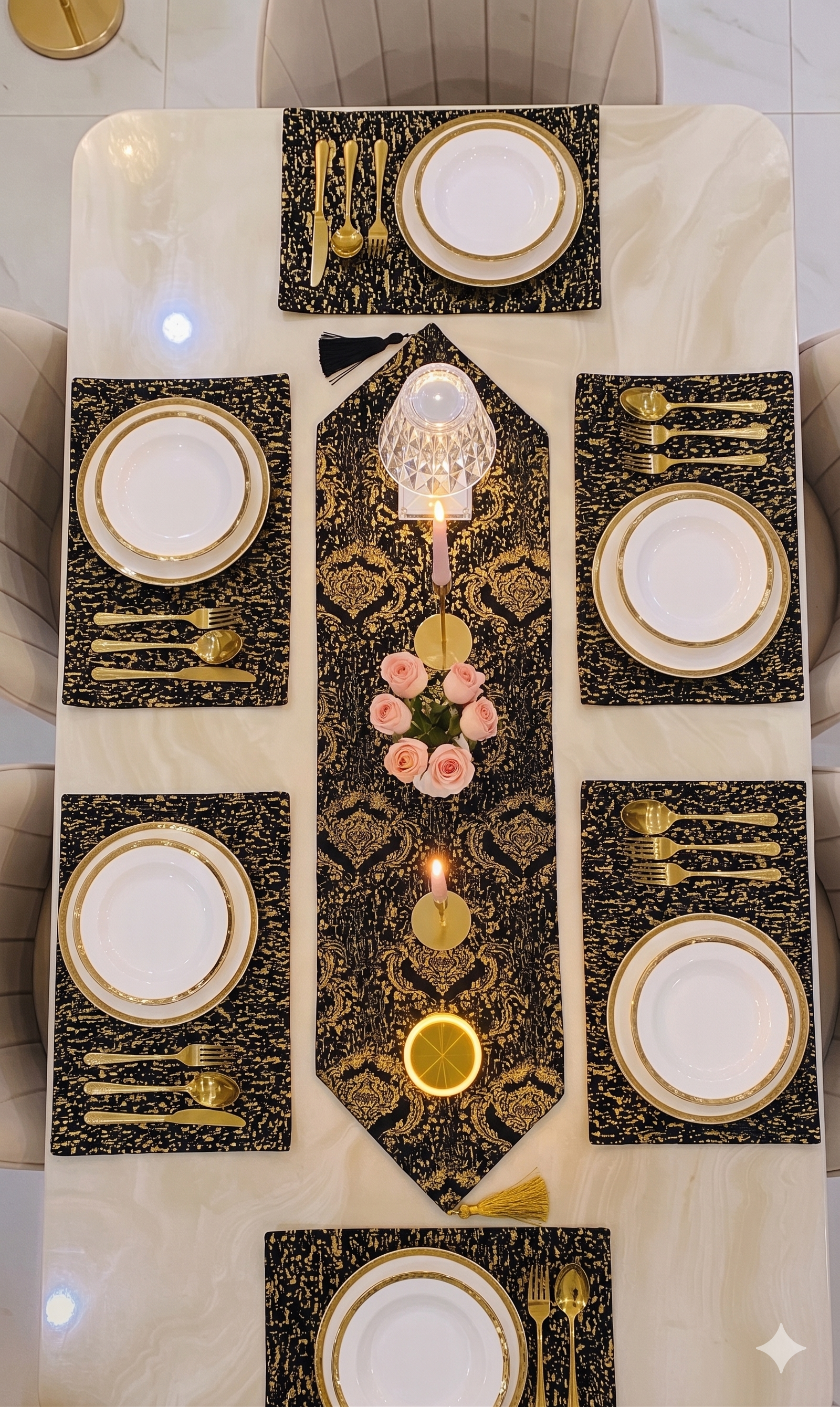 Dining Mat | Black  and Gold  DM-BLK-001